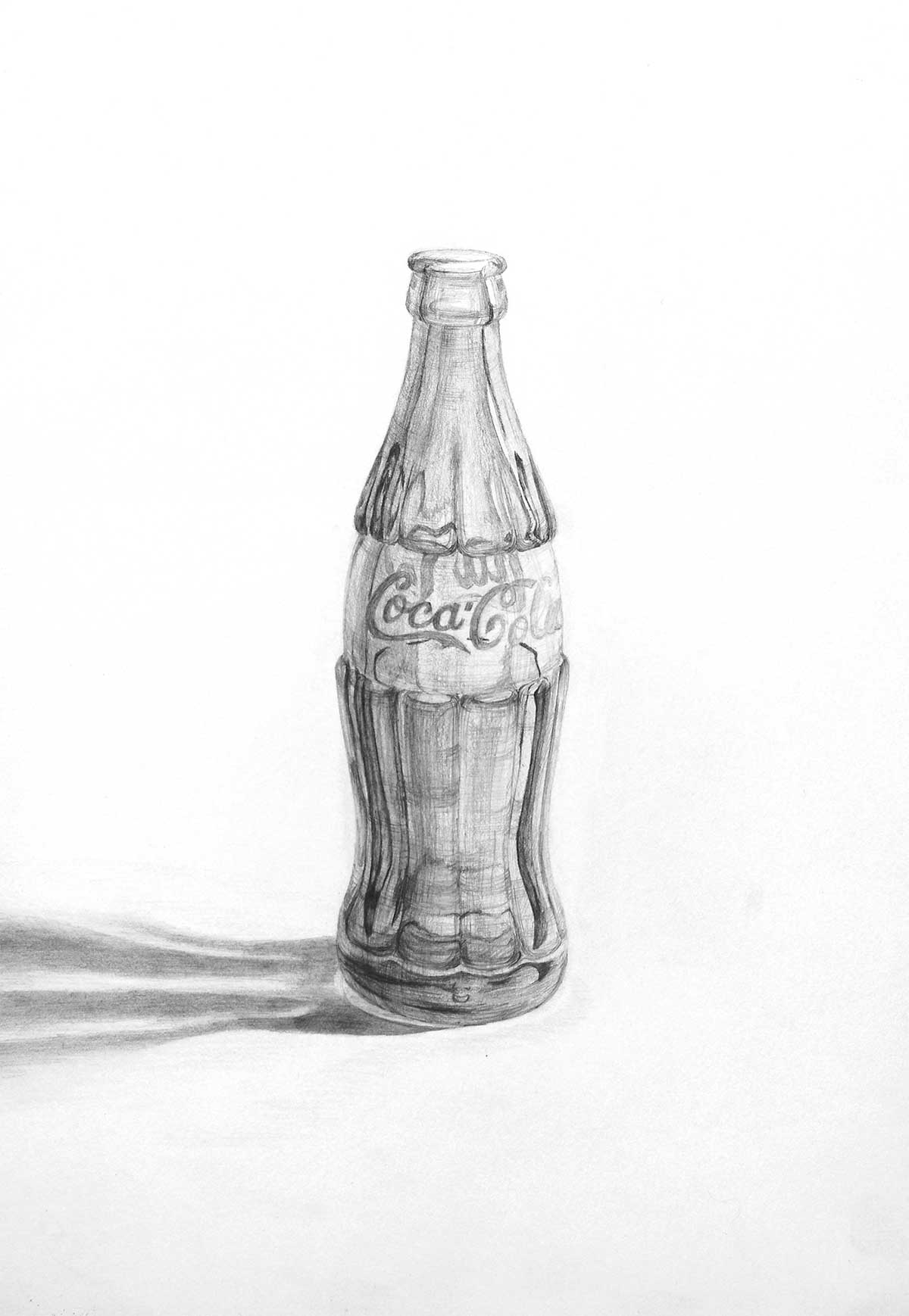 コカ コーラの空き瓶の鉛筆デッサン でなおしデッサン塾